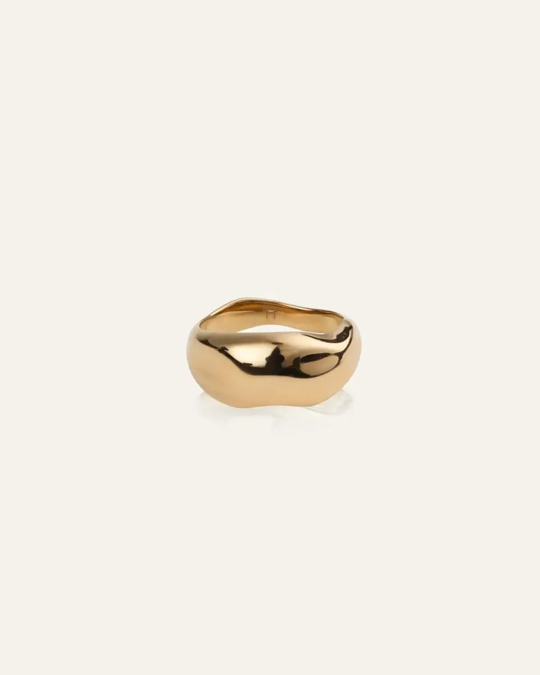 Mockberg Wavy Bolded Large Ring Guld