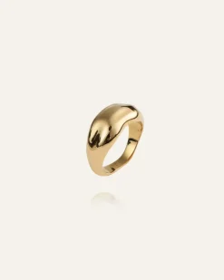 Mockberg Wavy Bolded Large Ring Guld