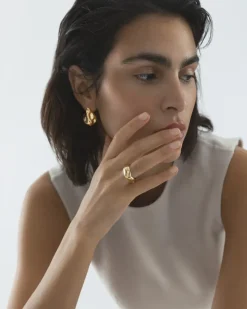 Mockberg Wavy Bolded Large Ring Guld