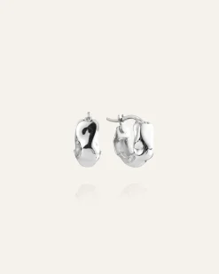 Mockberg Wavy Bolded Mini Örhängen Hoops Silver
