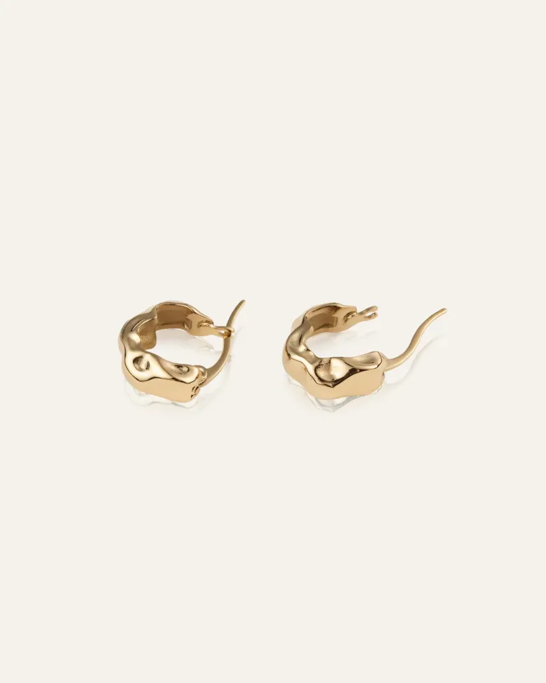 Mockberg Wavy Bolded Mini Örhängen Hoops Guld