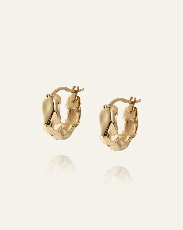 Mockberg Wavy Bolded Small Örhängen Guld Hoops