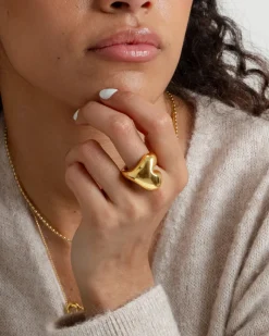Syster P Bolded Heart Ring Guld