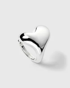 Syster P Bolded Heart Ring Silver