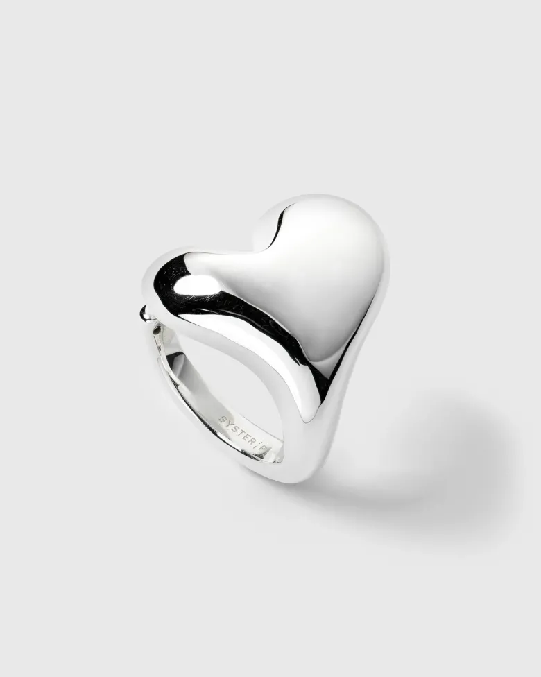 Syster P Bolded Heart Ring Silver
