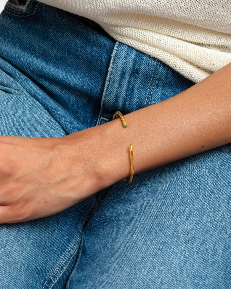 Syster P Florentina Bangle Guld Green Jade