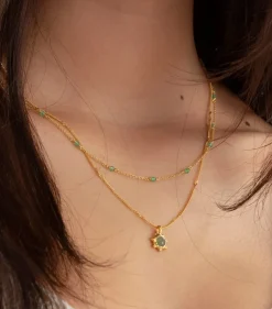 Syster P Florentina Halsband Guld Grön Jade