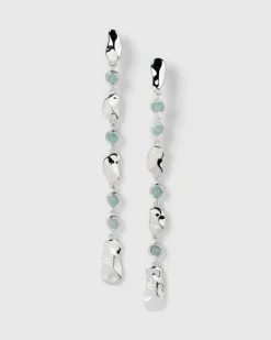 Syster P Florentina Long Örhängen Silver Aquamarine