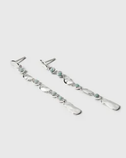 Syster P Florentina Long Örhängen Silver Aquamarine