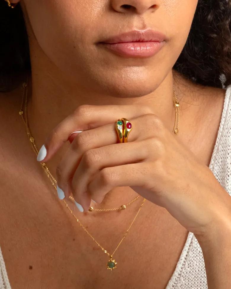 Syster P Floretina Ring Guld Pink Quartz