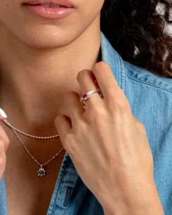 Syster P Floretina Ring Silver Pink Quartz