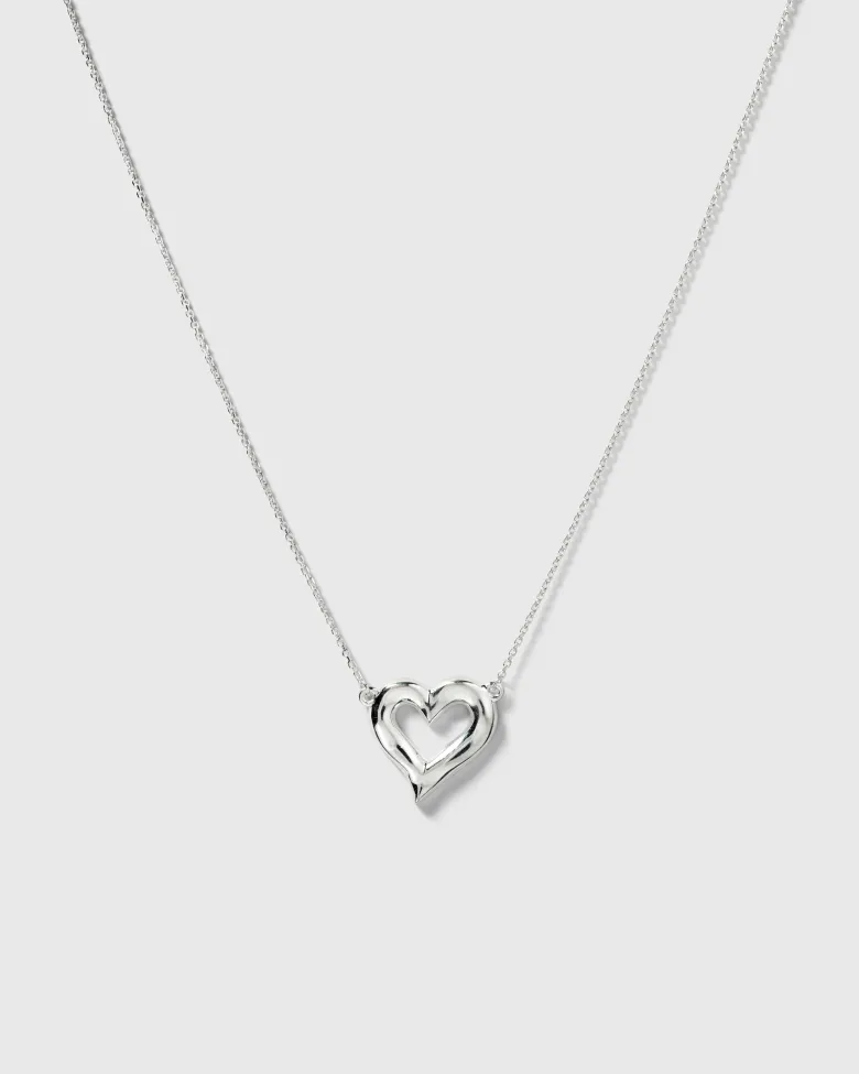 Syster P Puff Heart Halsband Silver