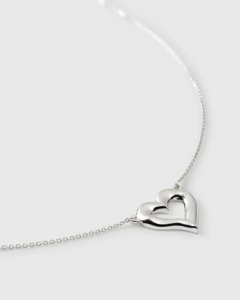 Syster P Puff Heart Halsband Silver