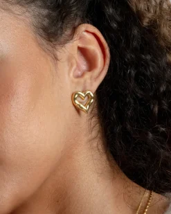 Syster P Puff Heart Örhängen Guld