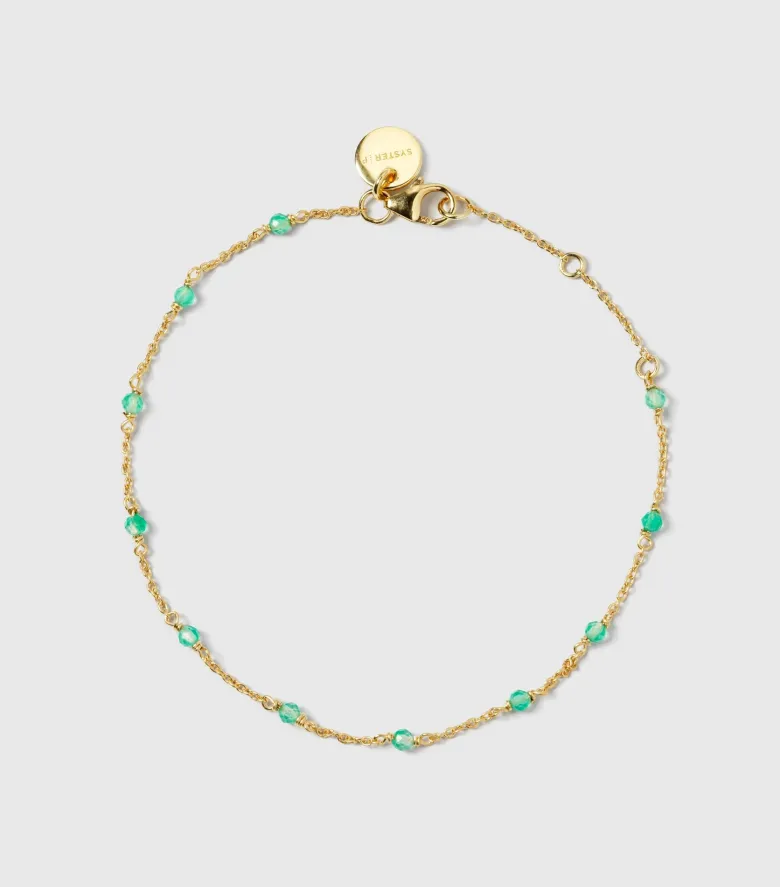 Syster P Santa Monica Armband Guld Green Onyx