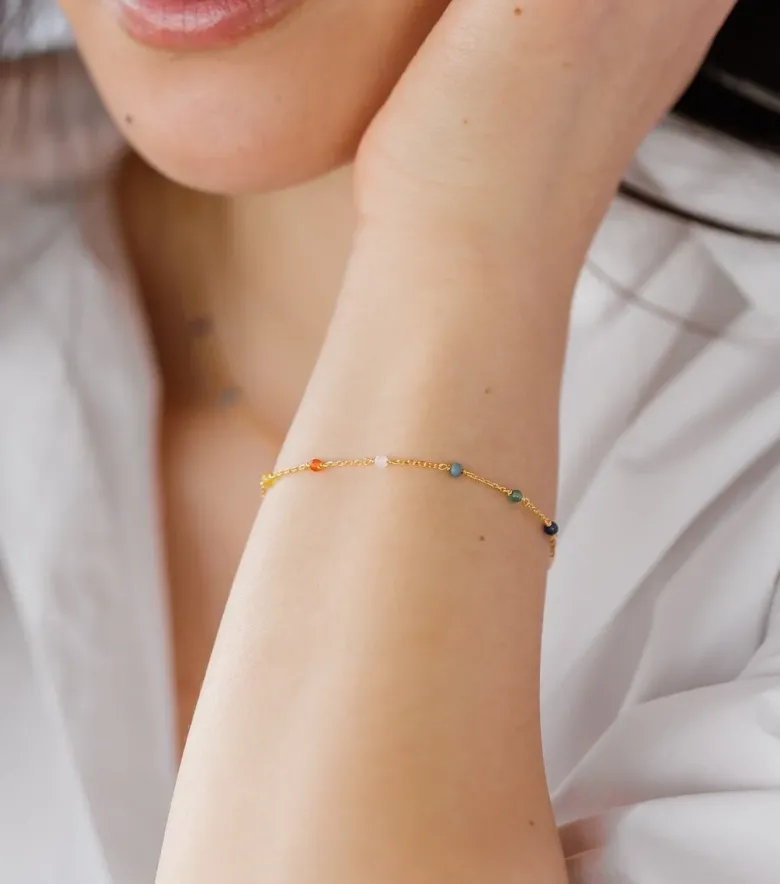 Syster P Santa Monica Multicolor Armband Guld