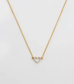 Syster P Snap Crystal Hjärta Halsband Guld
