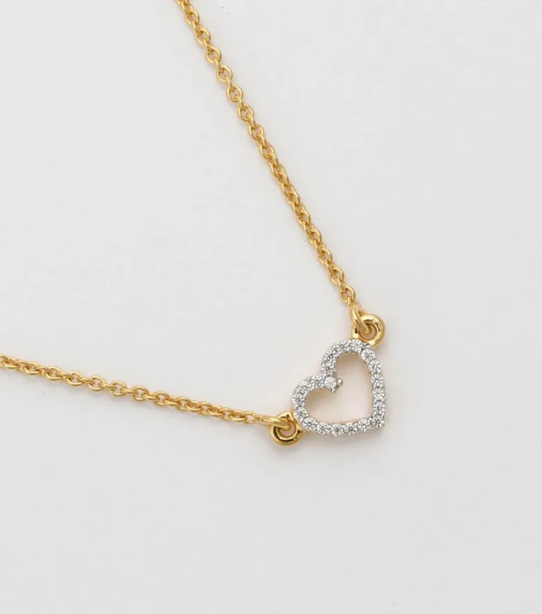 Syster P Snap Crystal Hjärta Halsband Guld
