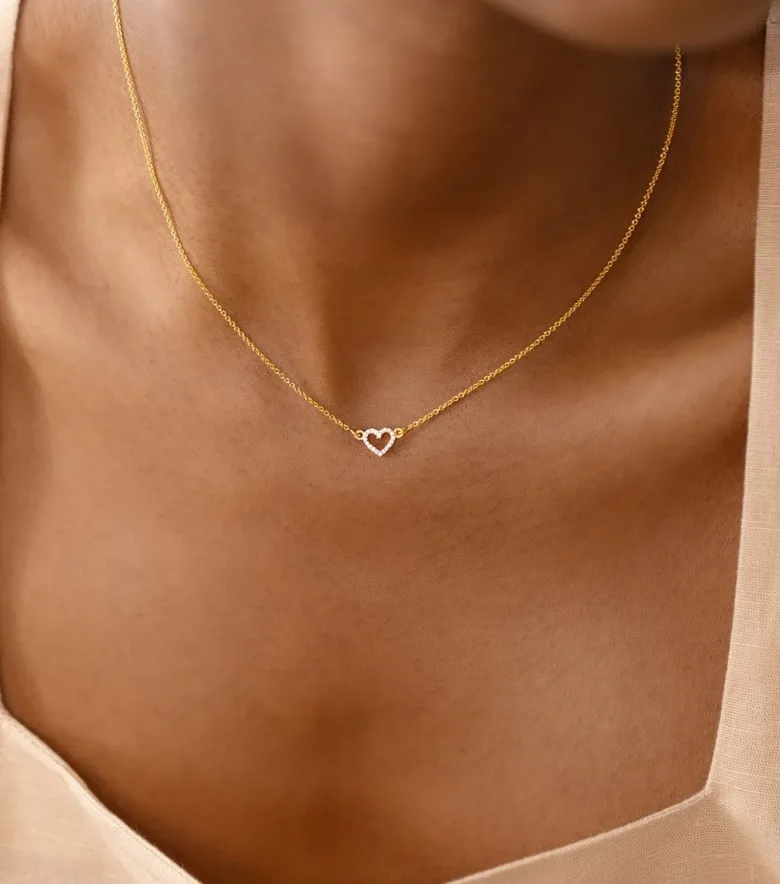 Syster P Snap Crystal Hjärta Halsband Guld
