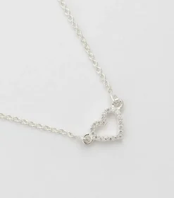 Syster P Snap Crystal Hjärta Halsband Silver