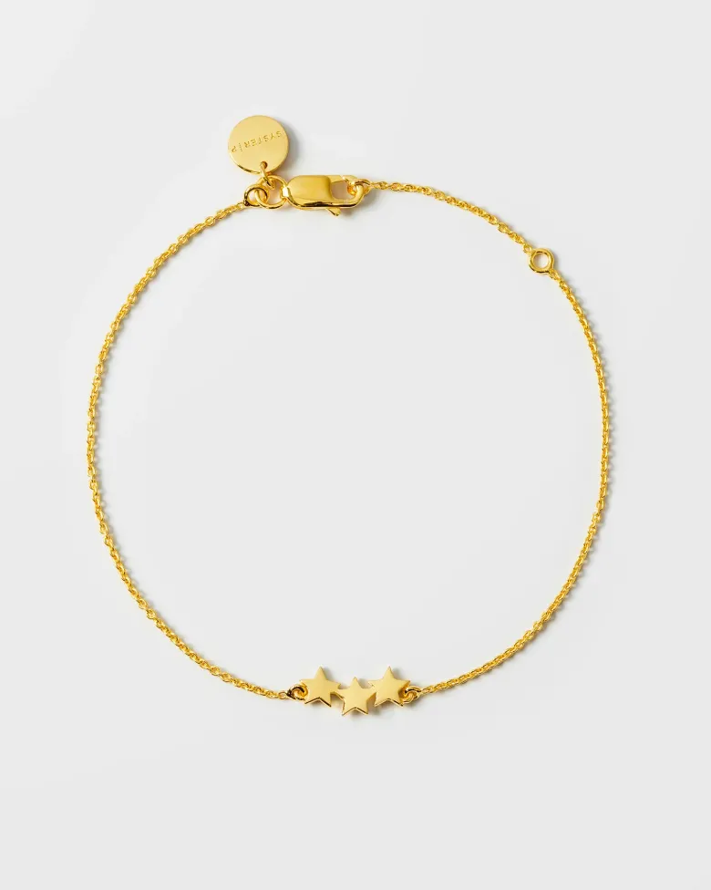 Syster P Snap Triple Star Armband Guld