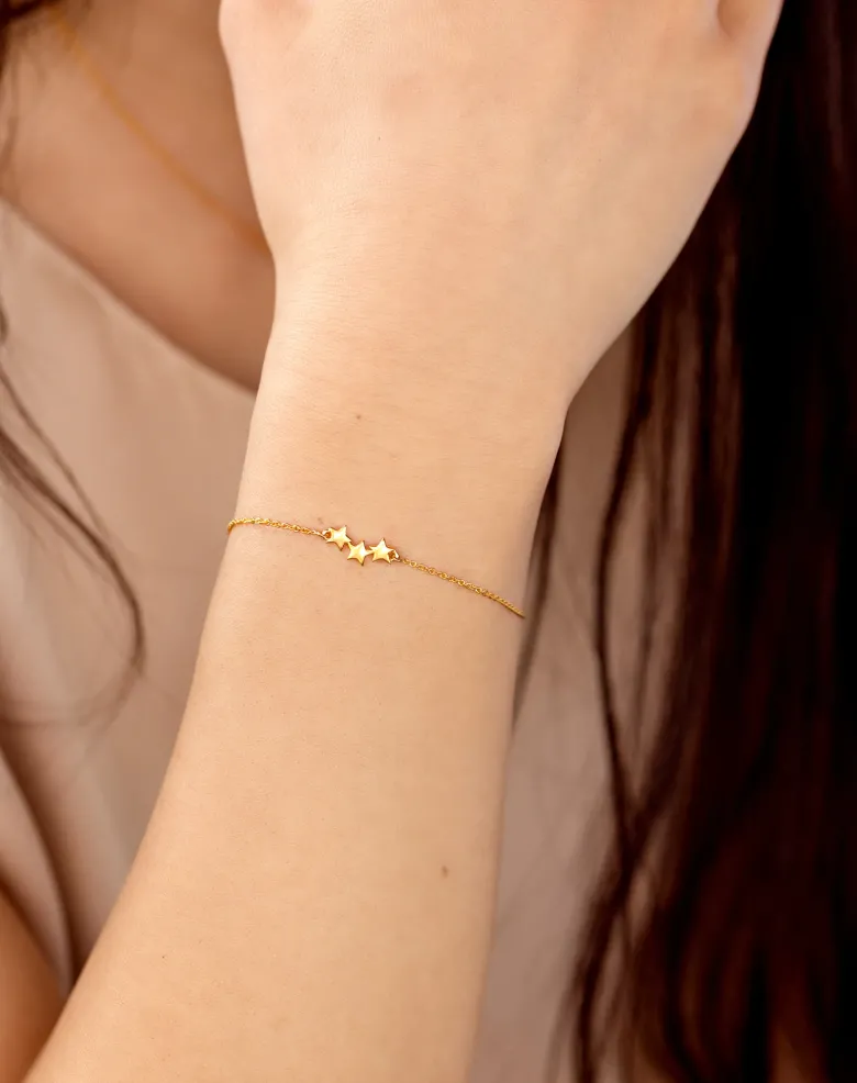 Syster P Snap Triple Star Armband Guld
