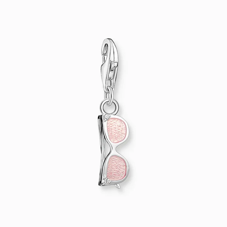 Thomas Sabo Charm-hängsmycke rosa solglasögon med vita stenar silver
