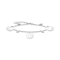 Thomas Sabo Armband med tre hängsmycke och vita stenar silver – A1962-051-21