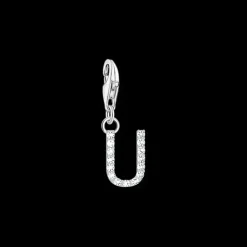 Thomas Sabo Charm-hängsmycke bokstaven U med vita stenar silver