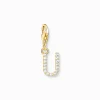 Thomas Sabo Charm-hängsmycke bokstaven U med vita stenar guldpläterad 1984-414-14
