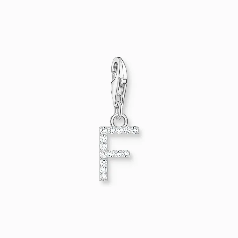 Thomas Sabo Charm-hängsmycke bokstaven F med vita stenar silver