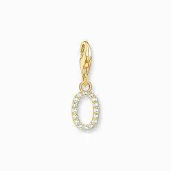 Thomas Sabo Charm-hängsmycke bokstaven O med vita stenar guldpläterad