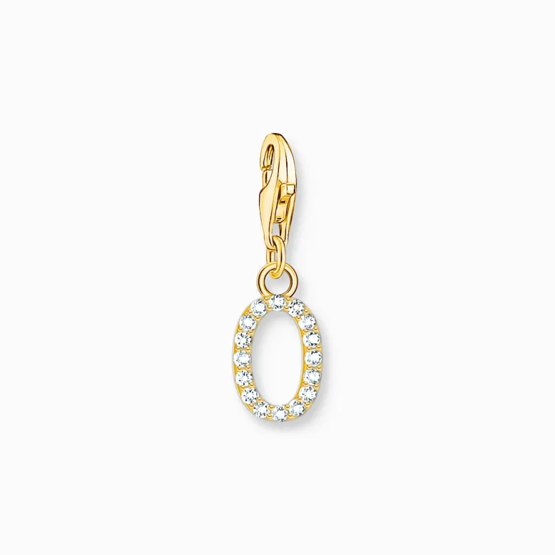 Thomas Sabo Charm-hängsmycke bokstaven O med vita stenar guldpläterad