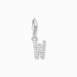 Thomas Sabo Charm-hängsmycke bokstaven W med vita stenar silver