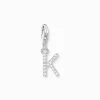 Thomas Sabo Charm-hängsmycke bokstaven K med vita stenar silver
