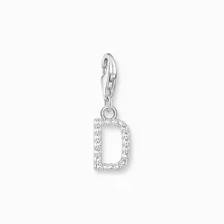 Thomas Sabo Charm-hängsmycke bokstaven D med vita stenar silver