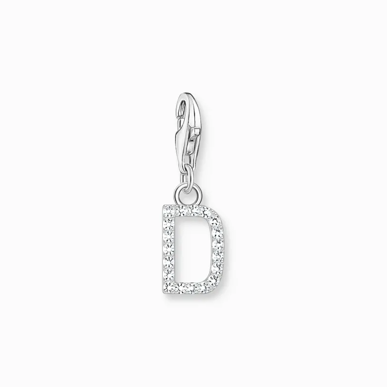 Thomas Sabo Charm-hängsmycke bokstaven D med vita stenar silver