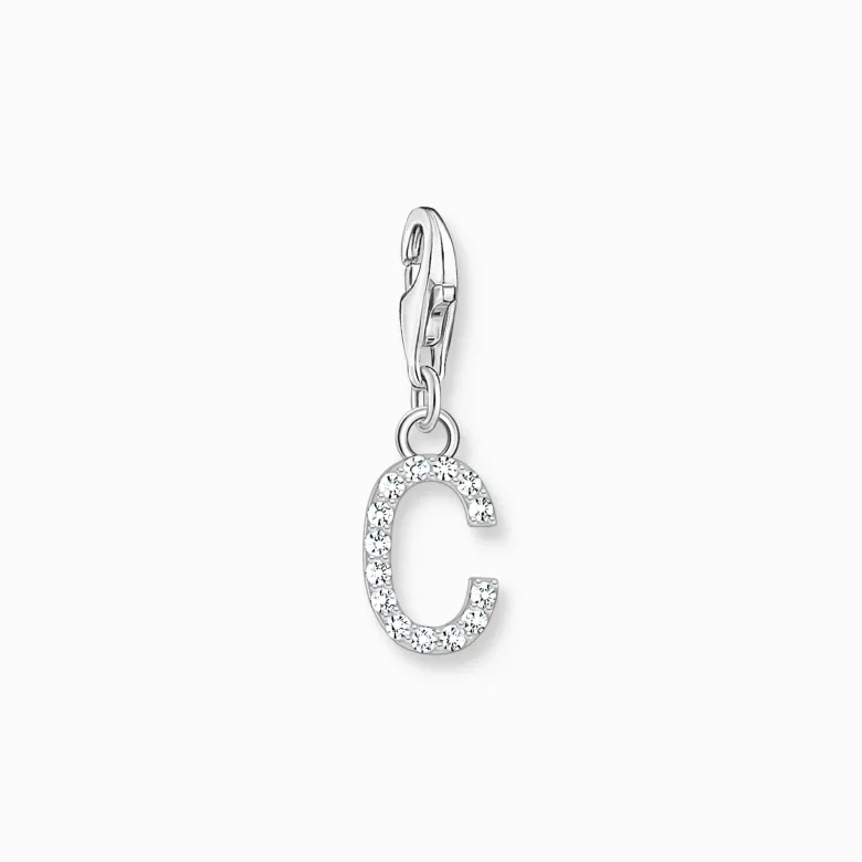 Thomas Sabo Charm-hängsmycke bokstaven C med vita stenar silver