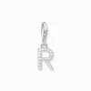 Thomas Sabo Charm-hängsmycke bokstaven R med vita stenar silver