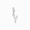Thomas Sabo Charm-hängsmycke bokstaven Y med vita stenar silver