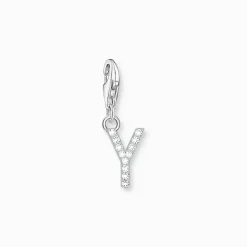 Thomas Sabo Charm-hängsmycke bokstaven Y med vita stenar silver
