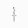 Thomas Sabo Charm-hängsmycke bokstaven T med vita stenar silver