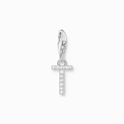 Thomas Sabo Charm-hängsmycke bokstaven T med vita stenar silver