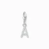 Thomas Sabo Charm-hängsmycke bokstaven A med vita stenar silver