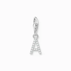 Thomas Sabo Charm-hängsmycke bokstaven A med vita stenar silver