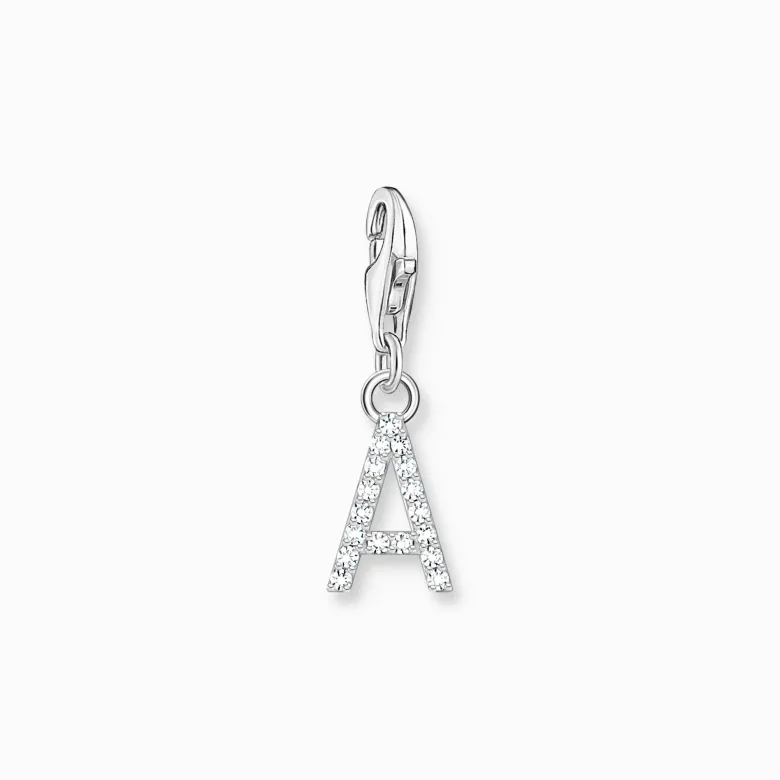 Thomas Sabo Charm-hängsmycke bokstaven A med vita stenar silver