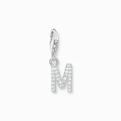 Thomas Sabo Charm-hängsmycke bokstaven M med vita stenar silver
