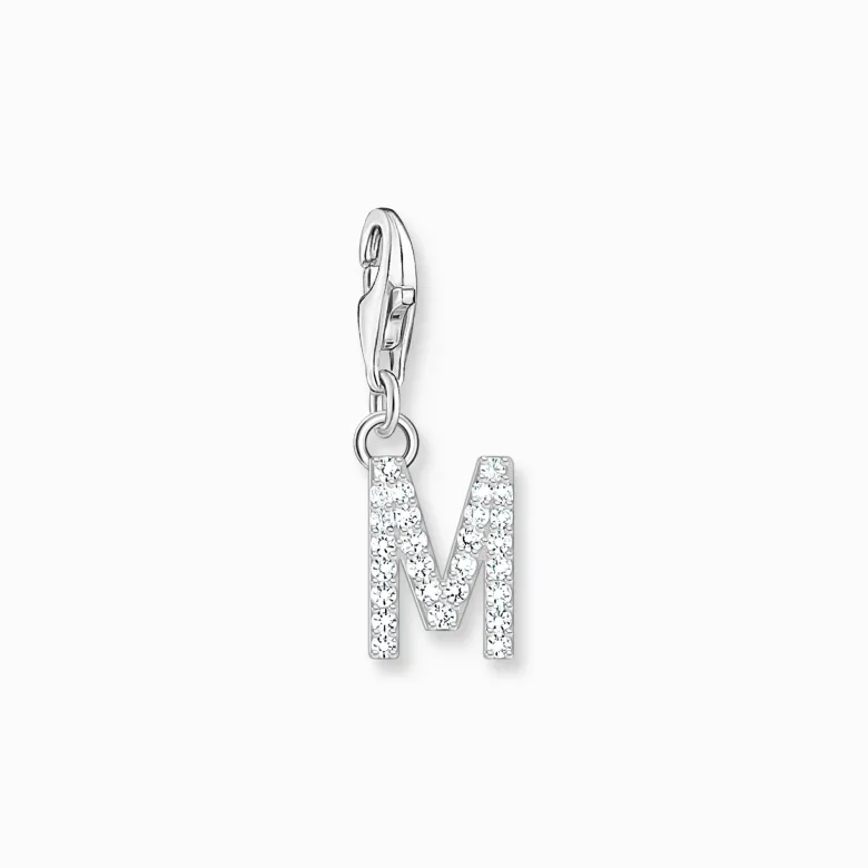 Thomas Sabo Charm-hängsmycke bokstaven M med vita stenar silver