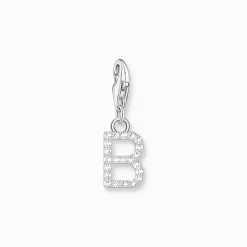 Thomas Sabo Charm-hängsmycke bokstaven B med vita stenar silver