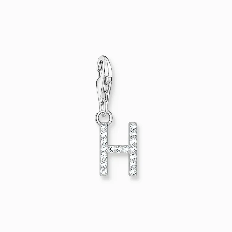 Thomas Sabo Charm-hängsmycke bokstaven H med vita stenar silver